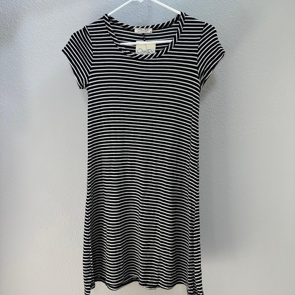 (NWT) Olivia Rae Dress Casual Black & White Striped Women's XS